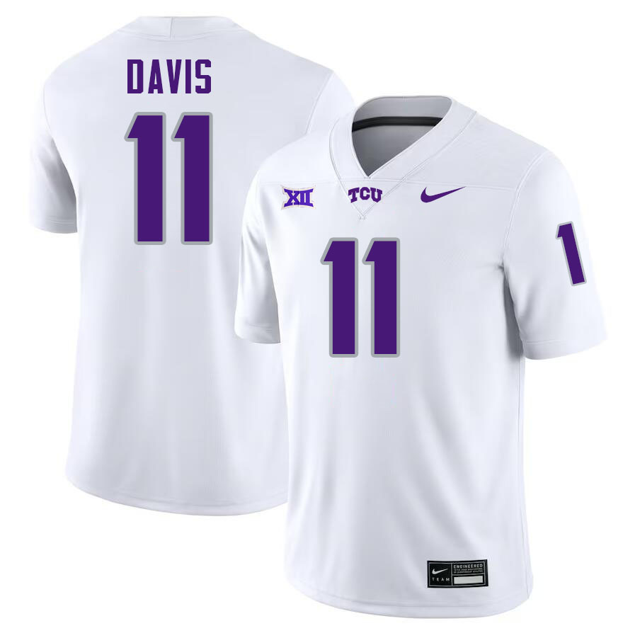 #11 Derius Davis TCU Jersey,Texas Christian University Horned Frogs Football Jersey-White